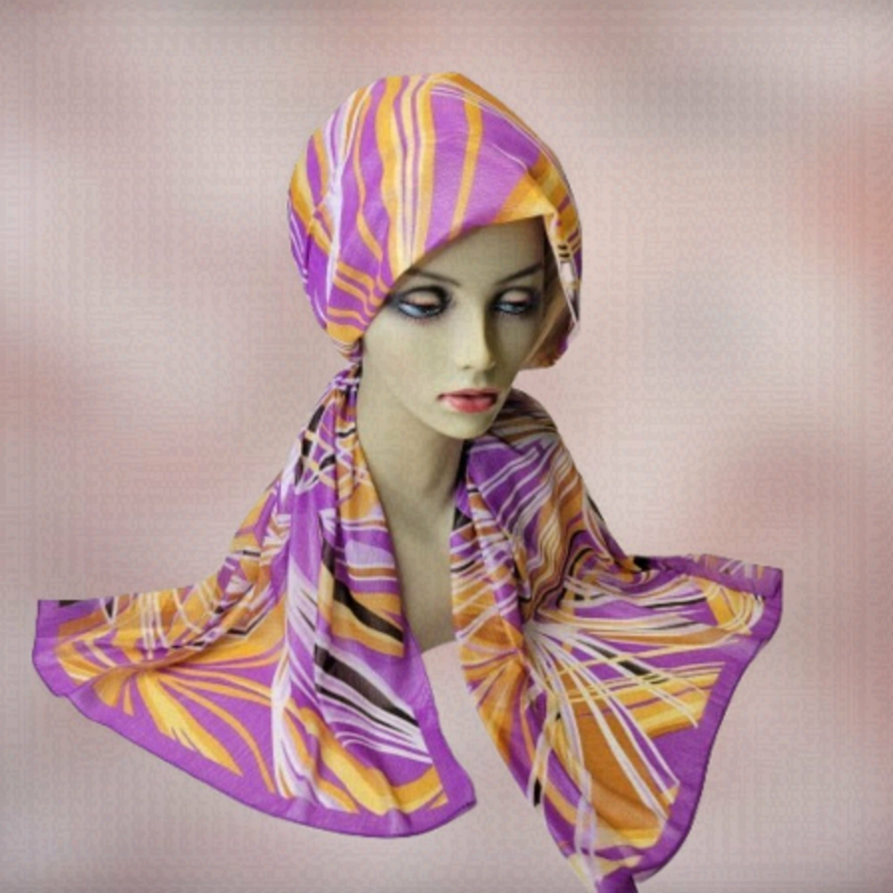 Purple Geometric Print Rectangular Scarf - Picture 1 of 6